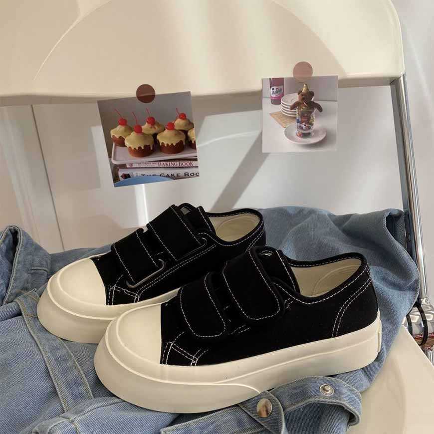 Velcro Platform White Shoes