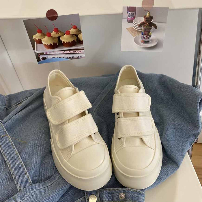 Velcro Platform White Shoes