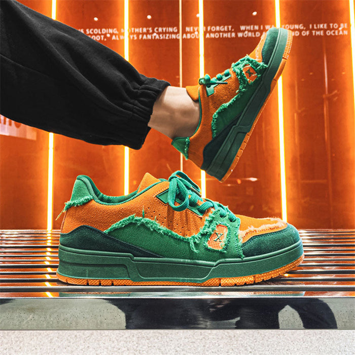 Raw-Edge Contrast Color Skate Shoes
