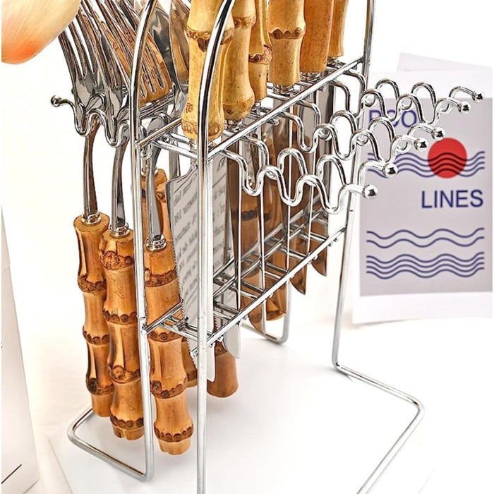 24 pc Bamboo Cutlery Set