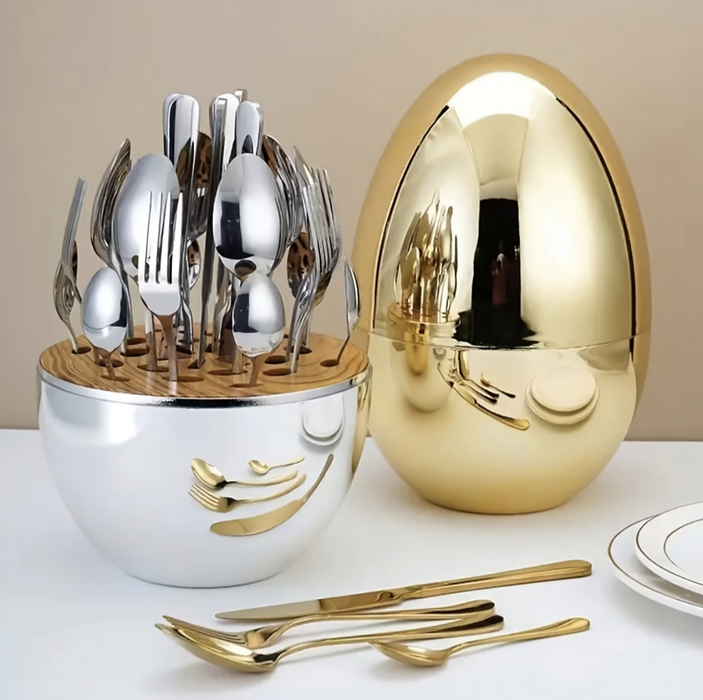 Eggshell Elegance Silverware Set