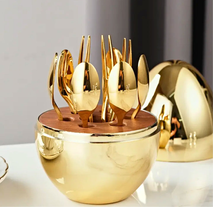 Egg-Shaped Stainless Utensil Holder