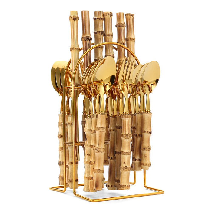 24 pc Bamboo Cutlery Set