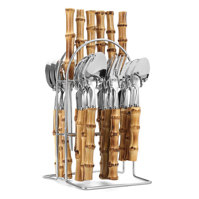 24 pc Bamboo Cutlery Set